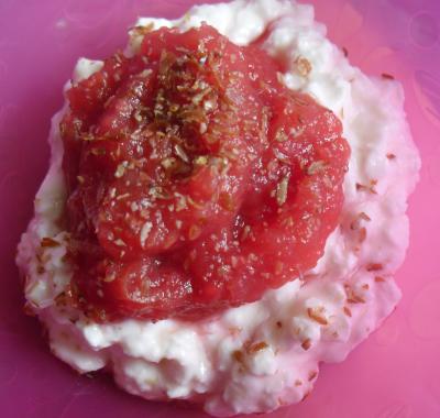 Baby's raspberry and apple cheesecake dessert