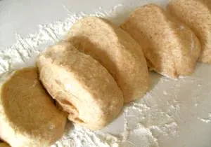 Sliced muffin dough