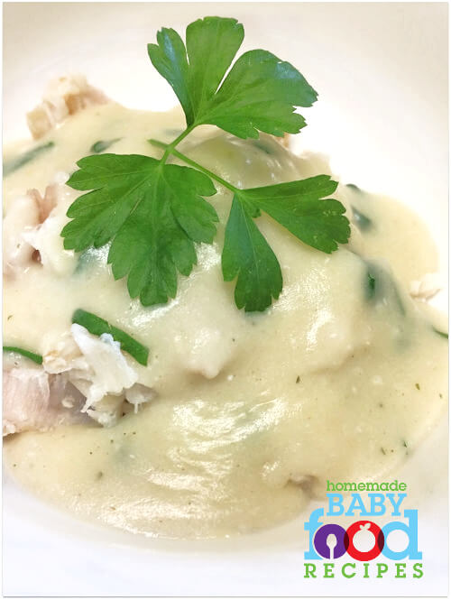 Flaked fish with parley sauce recipe