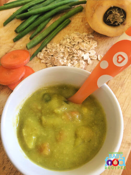 Hearty vegetable soup with oats for baby