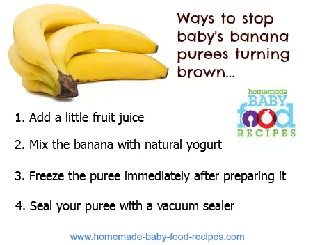 Stop baby's banana purees turning brown