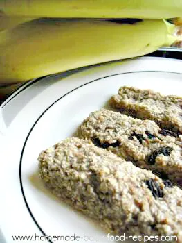 Banana oat raisin bars baby food recipe