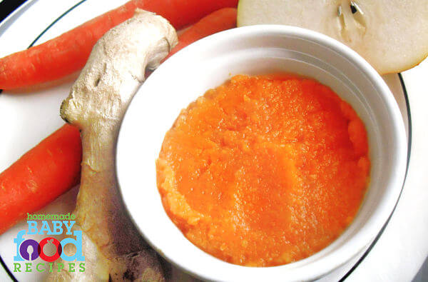 Carrot and pear puree baby food recipe