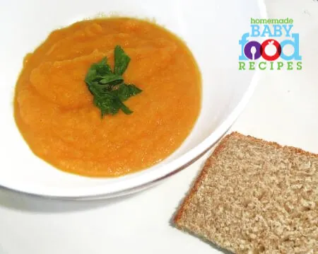 Carrot soup with ricotta bread