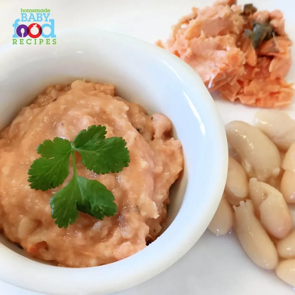 White bean and salmon puree