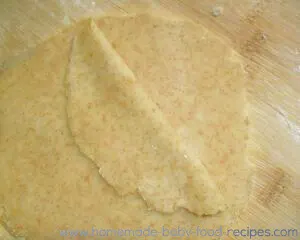 Separating the dough for sweet potato samosas