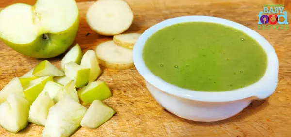 Spinach apple and potato puree for baby