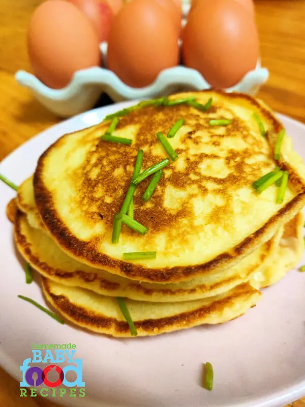 A stack of potato pancakes made with mashed potato and eggs