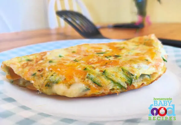 A cheesy vegetable omelet for baby