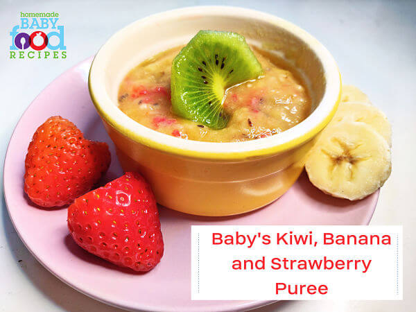 Baby's Kiwi fruit, banana and strawberry puree