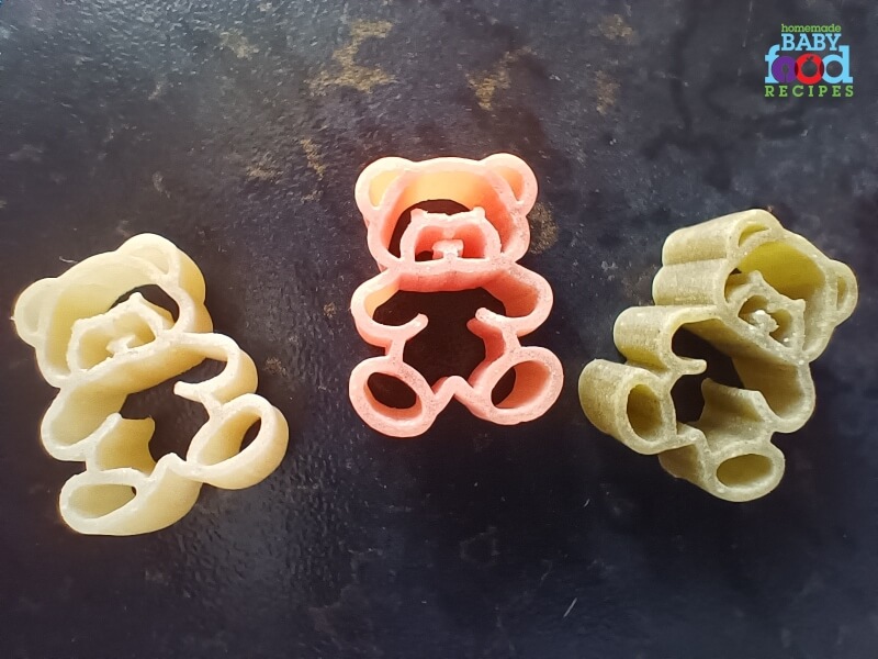 Teddy shaped pasta pieces