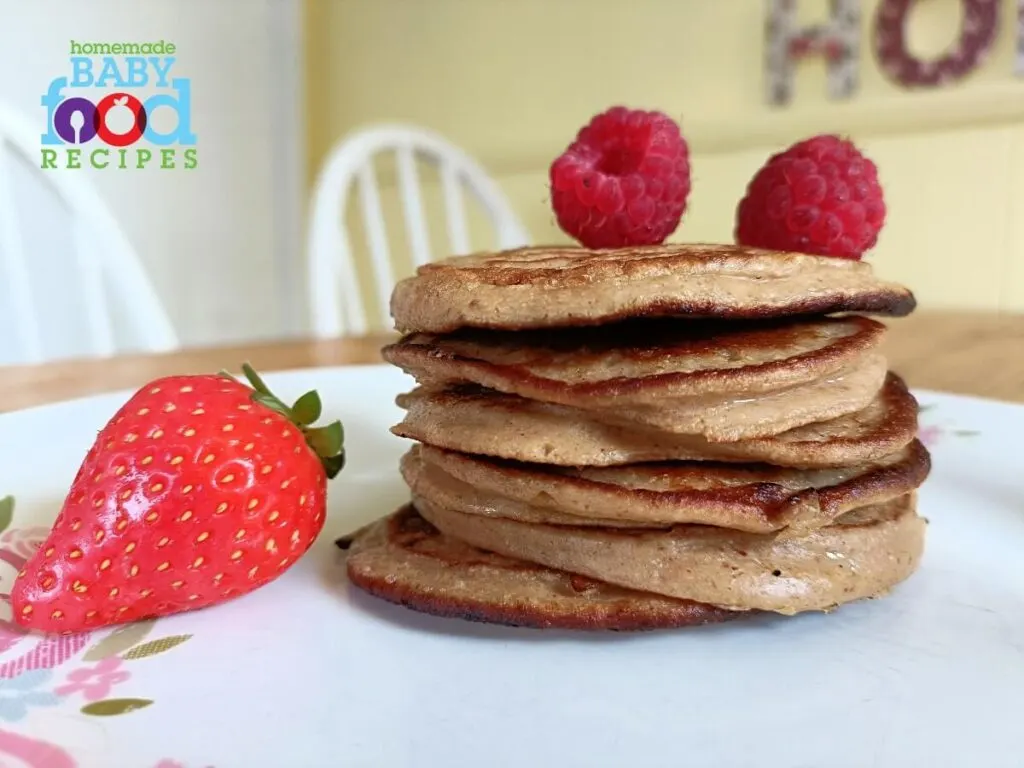 A stack of cottage cheese pancakes for baby