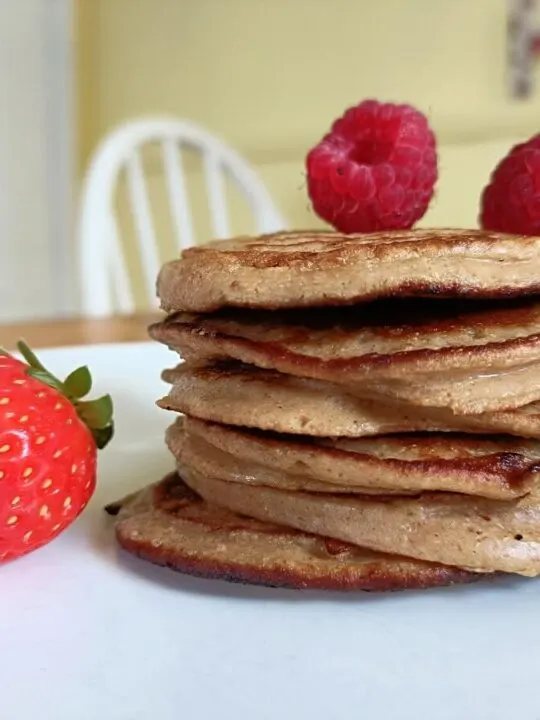 A stack of cottage cheese pancakes for baby